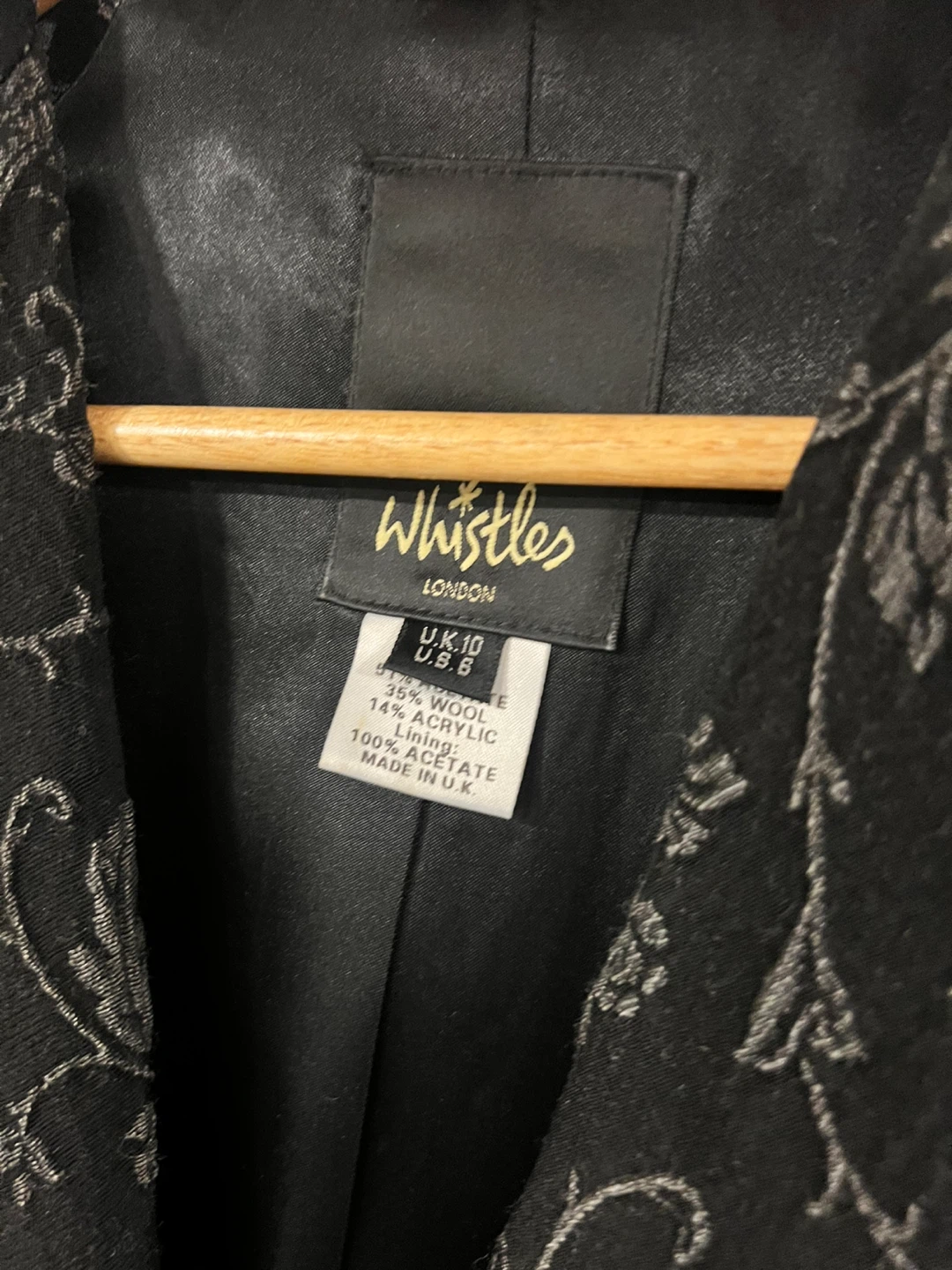 Whistles LONDON Black Floral Jacquard Long Blazer - photo 2