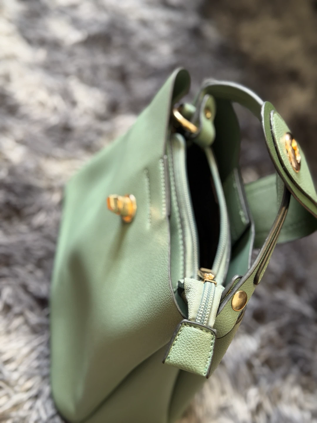 Sage Green Handbag with Gold Hardware - photo 2