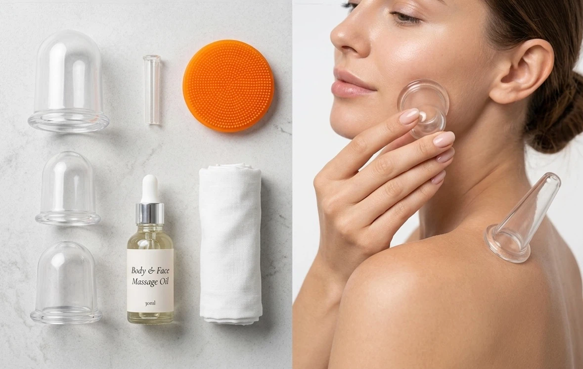 Silicone Face & Body Cupping Therapy Set + Exfoliating Brush