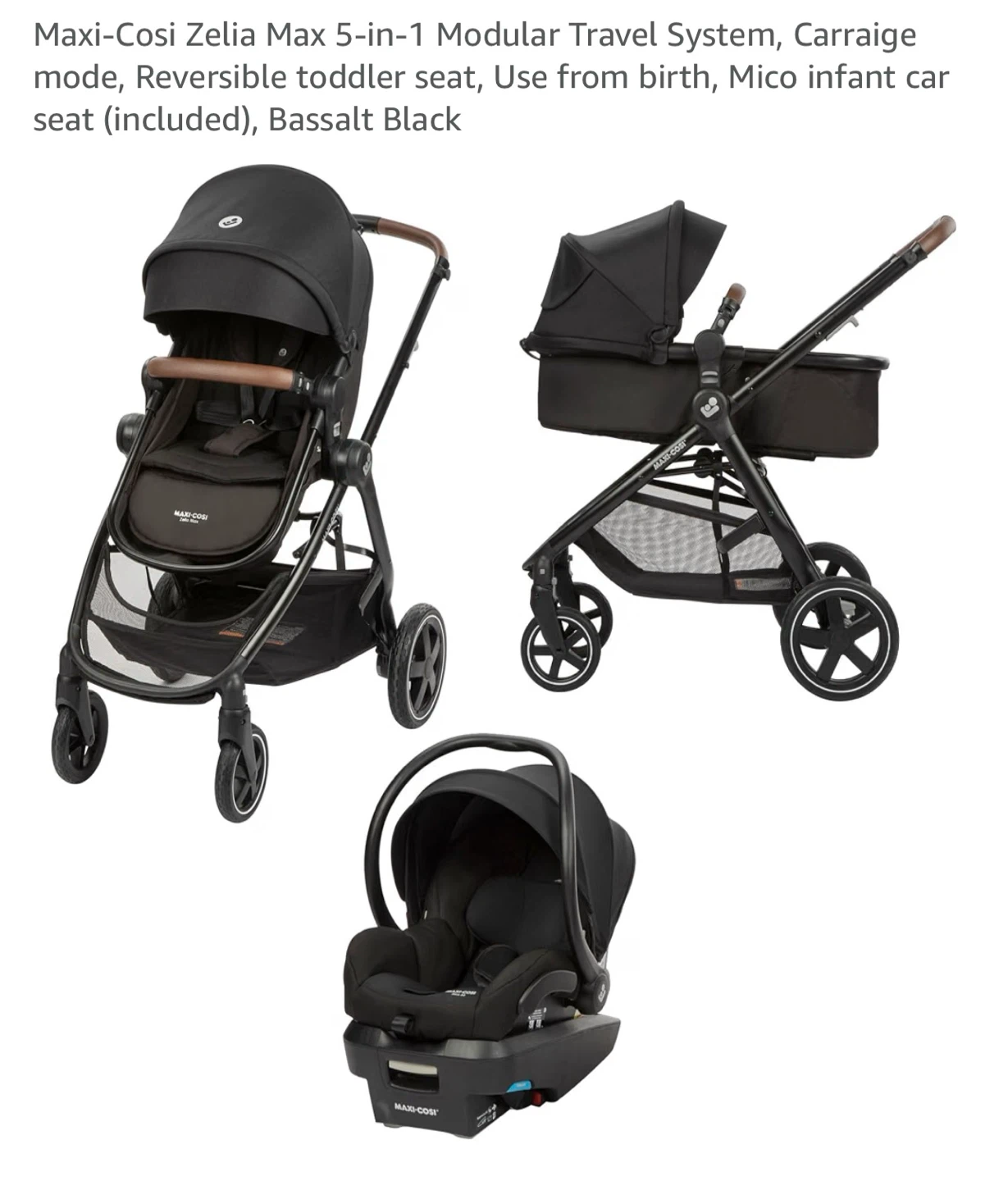 Maxi-Cosi Zelia Max 5-in-1 Travel System with Mico 30 Car Seat