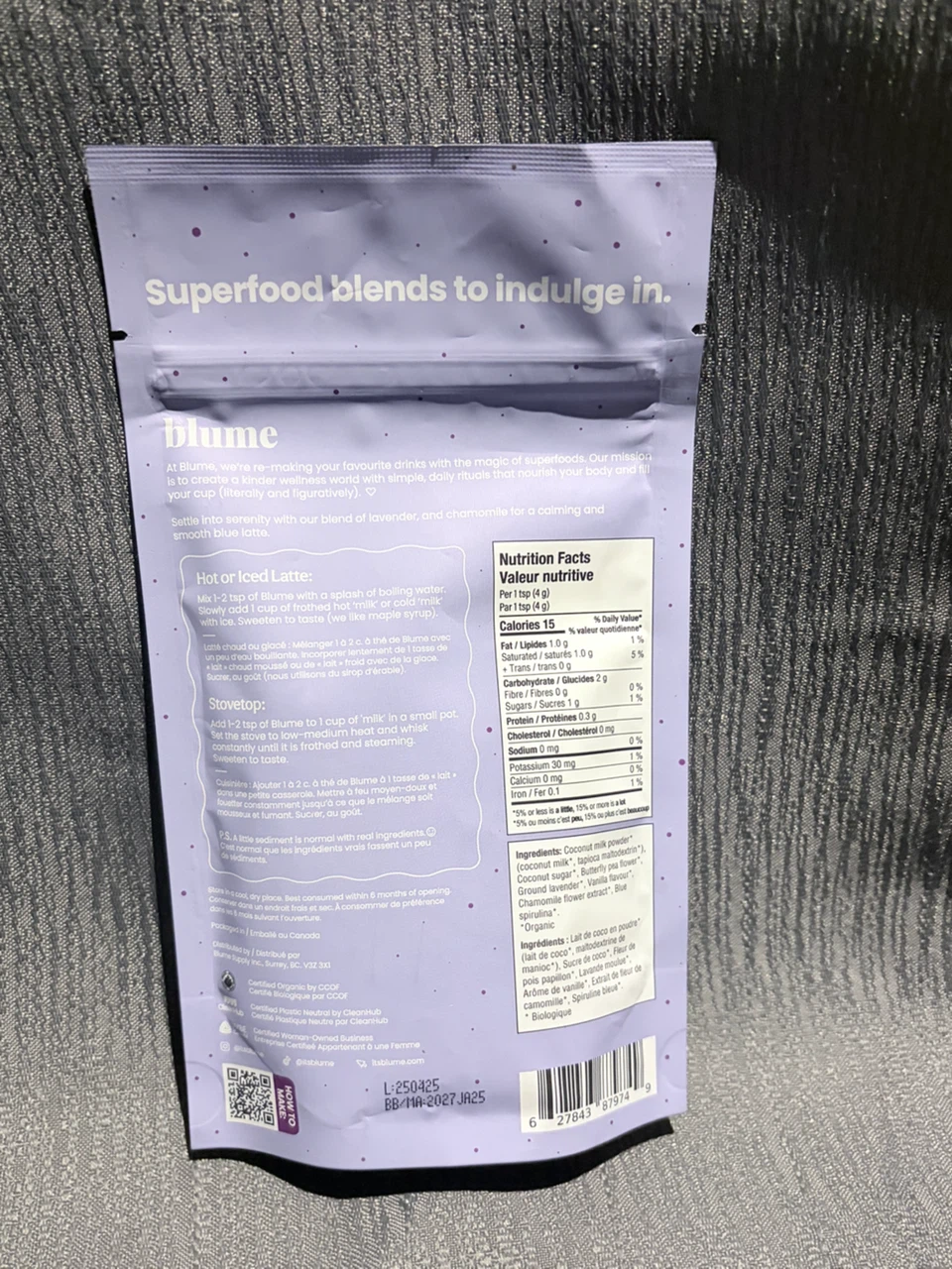 Blume Blue Lavender Superfood Latte Mix - 100g - photo 2