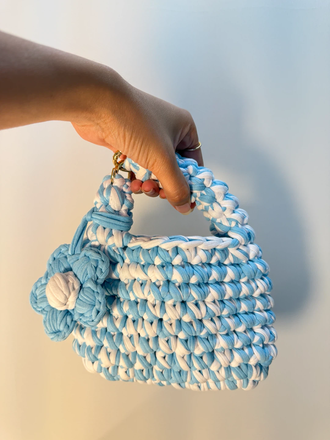 Chunky Crochet Bag, Handmade Two Tone Top Handle Purse - photo 3