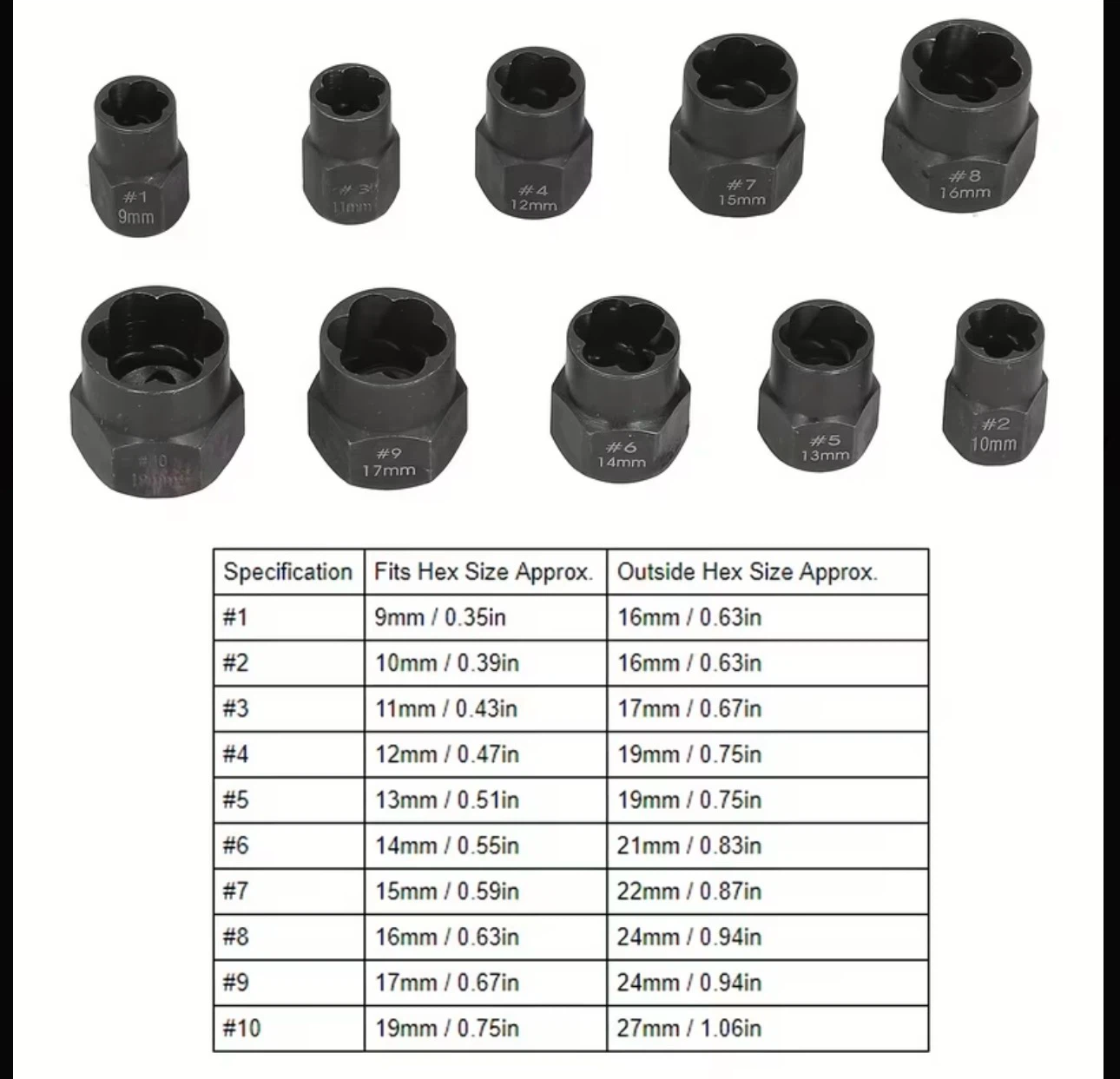 10pcs Bolt And Nut Removal Kit - photo 2