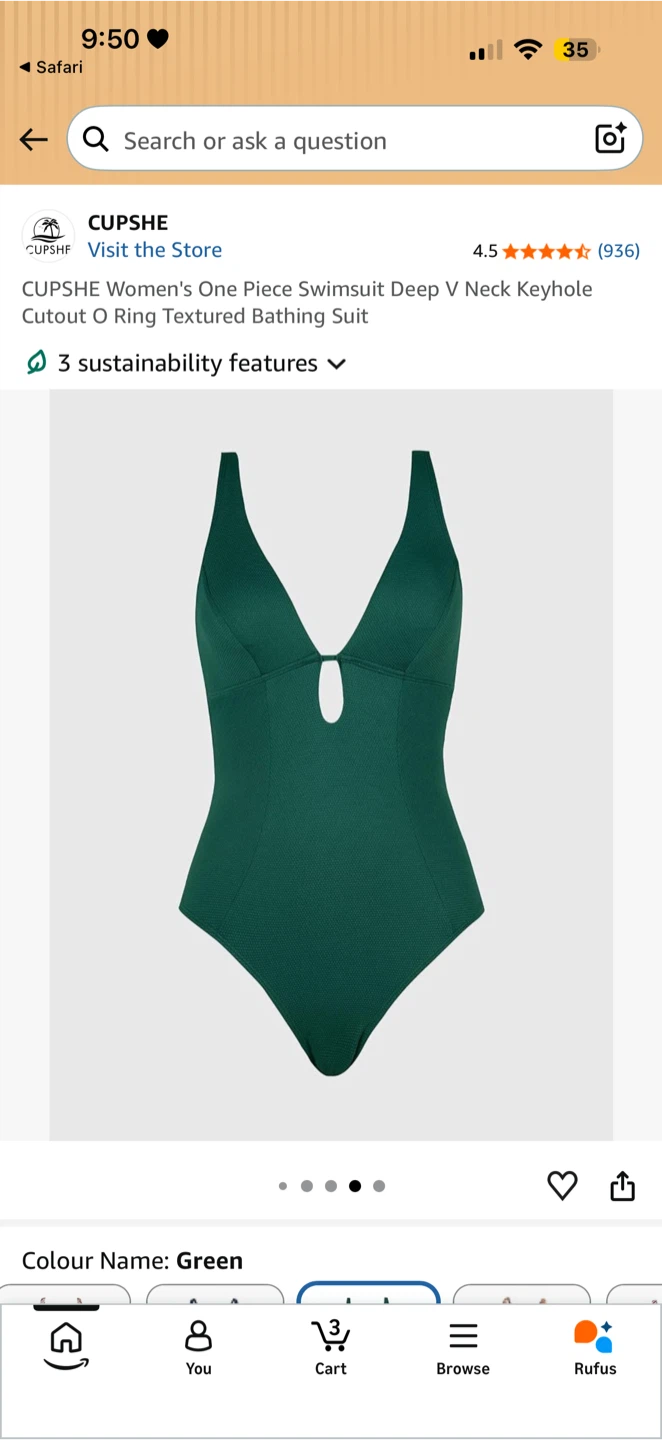 🌴 CUPSHE Textured One-Piece Swimsuit | Deep V O-Ring Cutout - photo 4