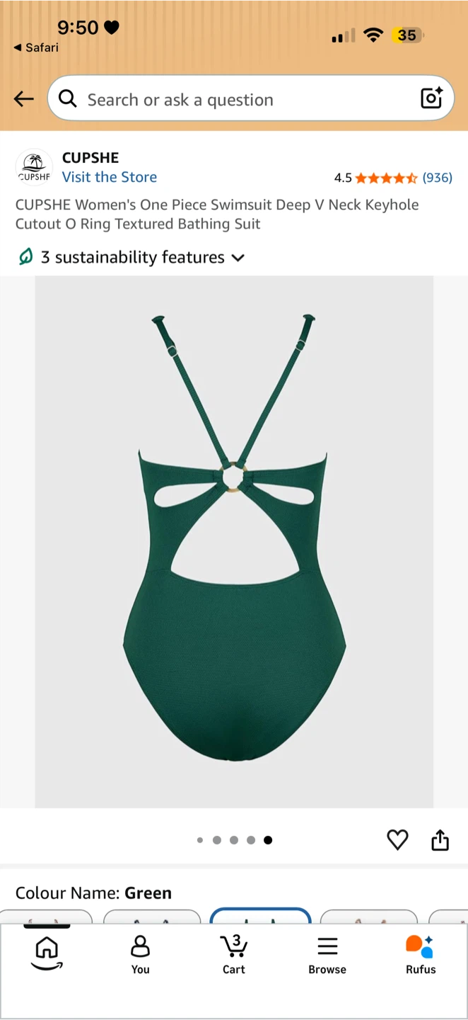 🌴 CUPSHE Textured One-Piece Swimsuit | Deep V O-Ring Cutout - photo 5