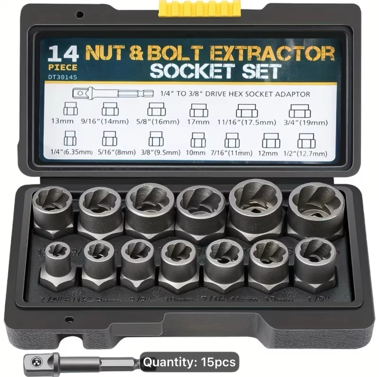15pcs Nut Extractor Set, 13pcs Bolt And Nut Remover