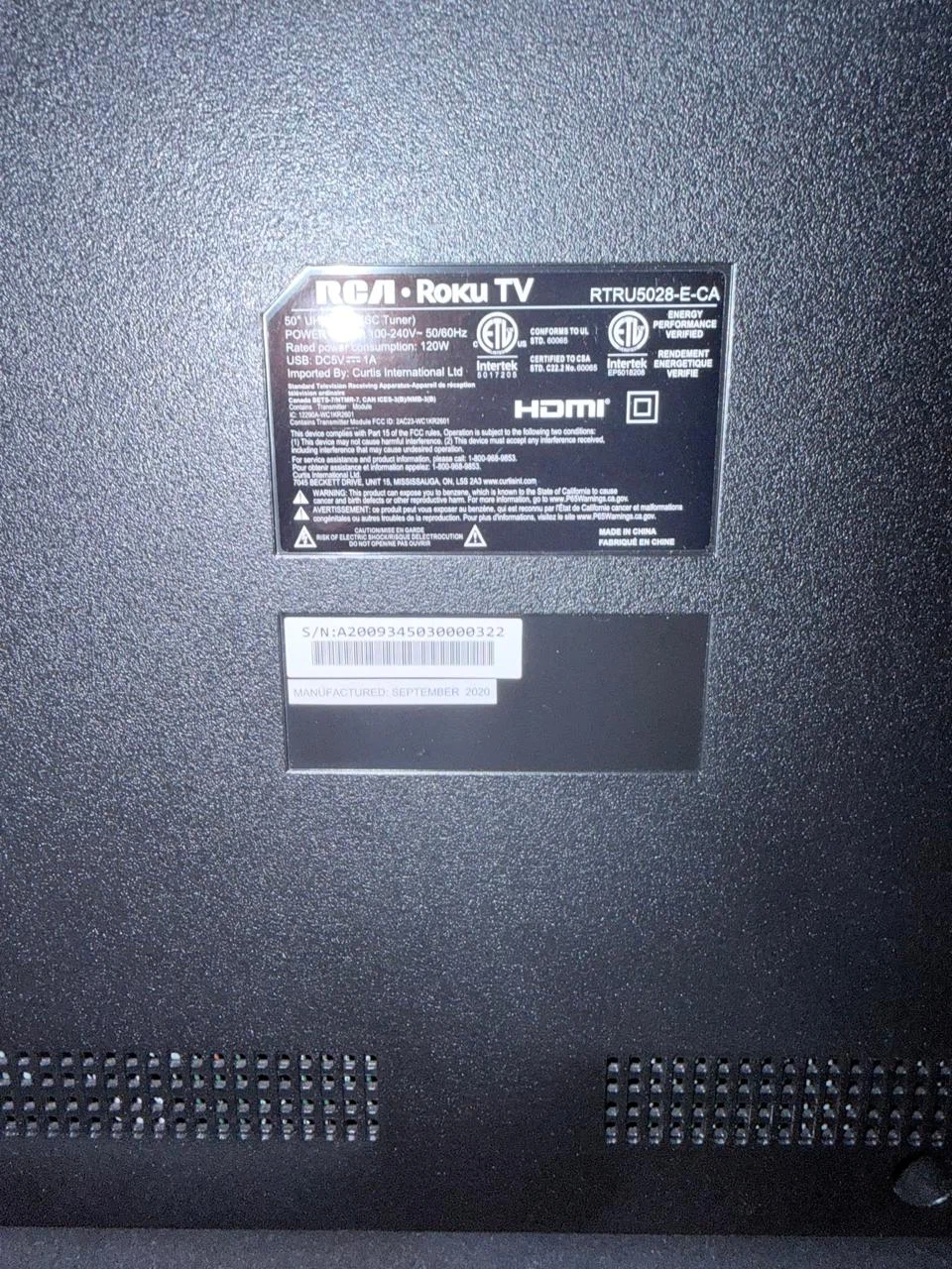 RCA 50" Roku TV - photo 3