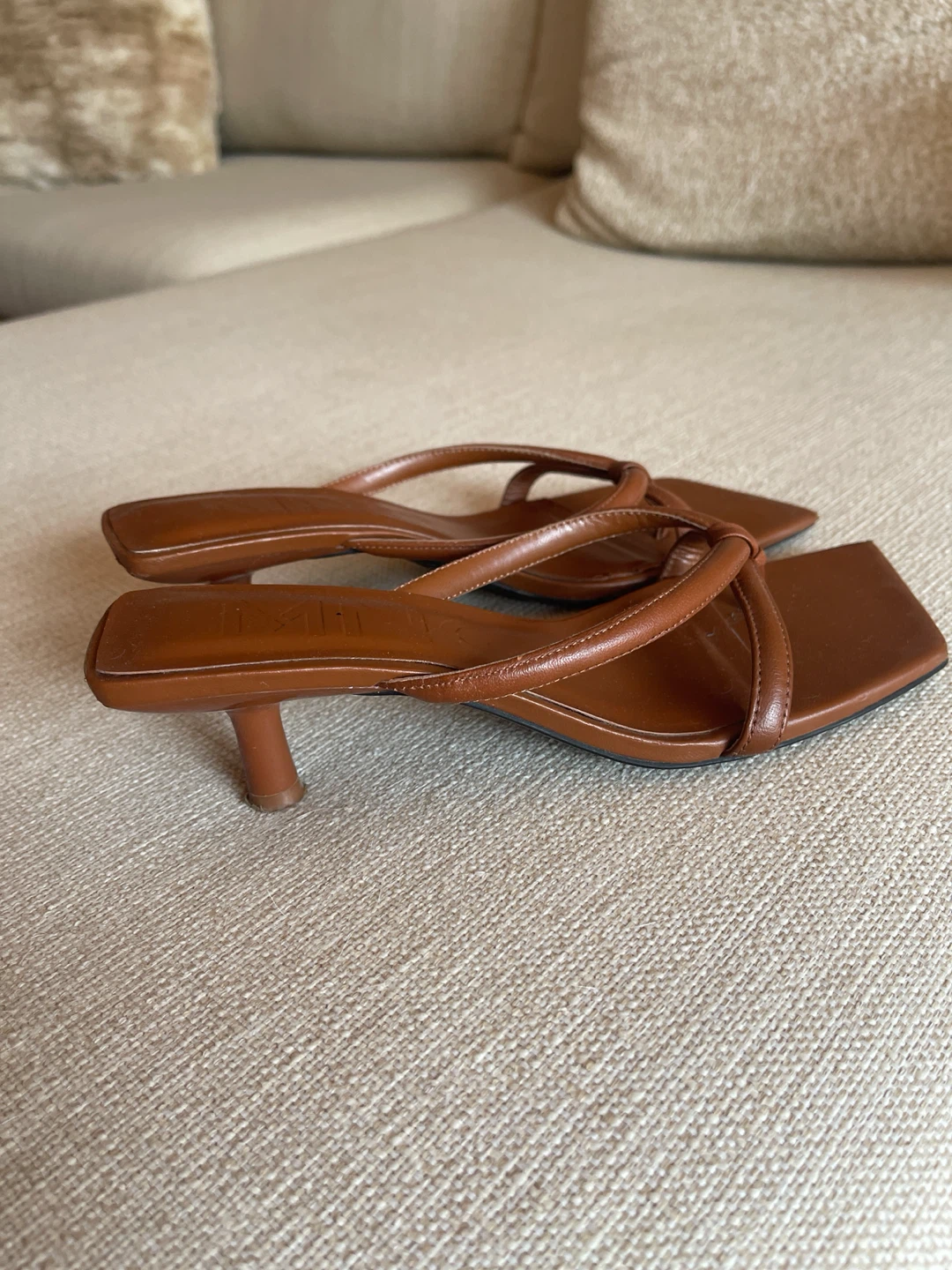 Size 37 - MNG Brown Heeled Sandals