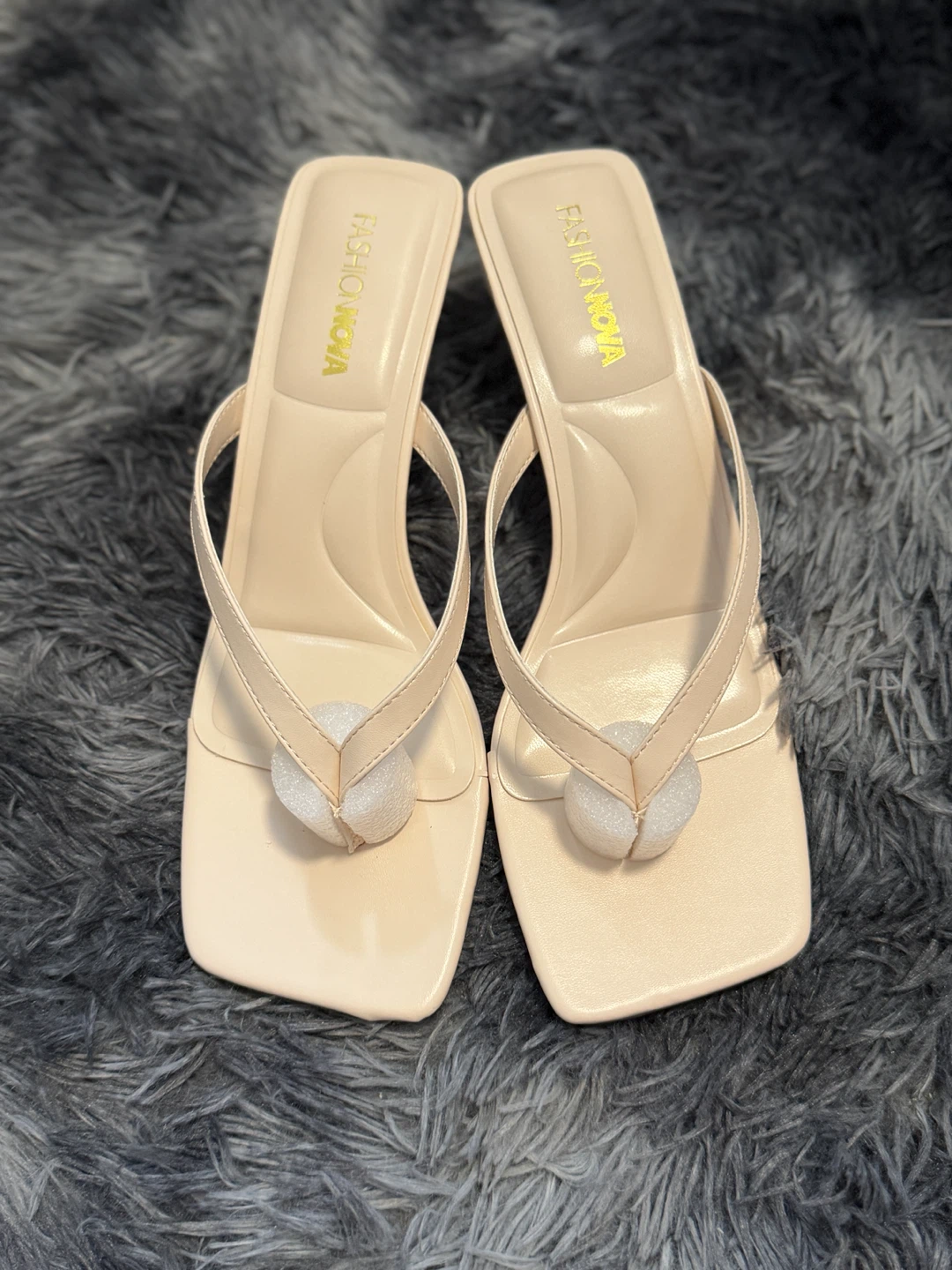Fashion Nova Cream Square Toe Heeled Sandals - photo 2