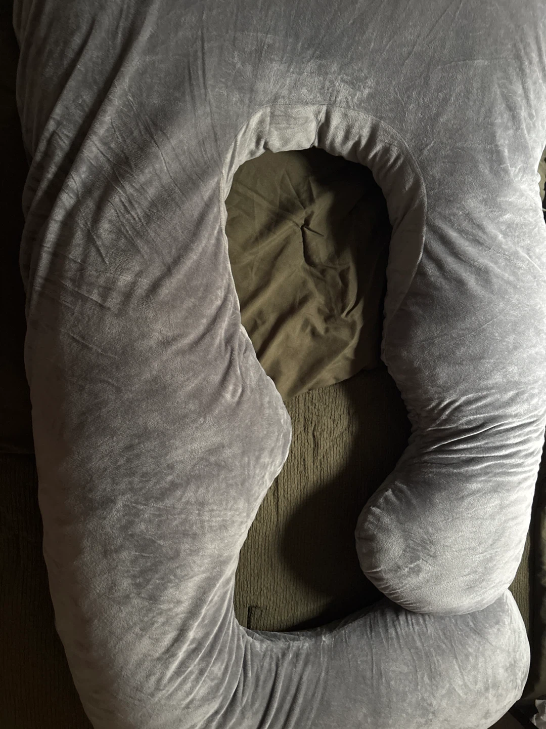 Gray U-Shaped Pregnancy Pillow