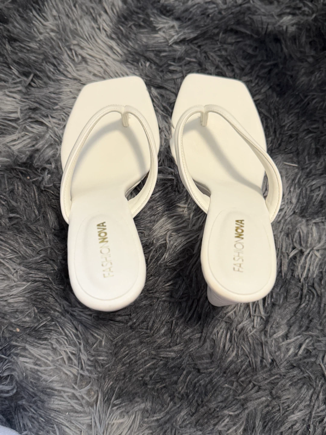 Fashion Nova White Wedge Sandals Size 8