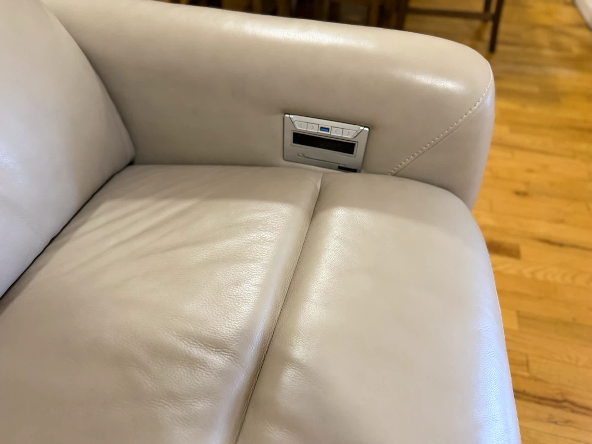 Light Gray Leather Loveseat Recliner with USB Ports - photo 4