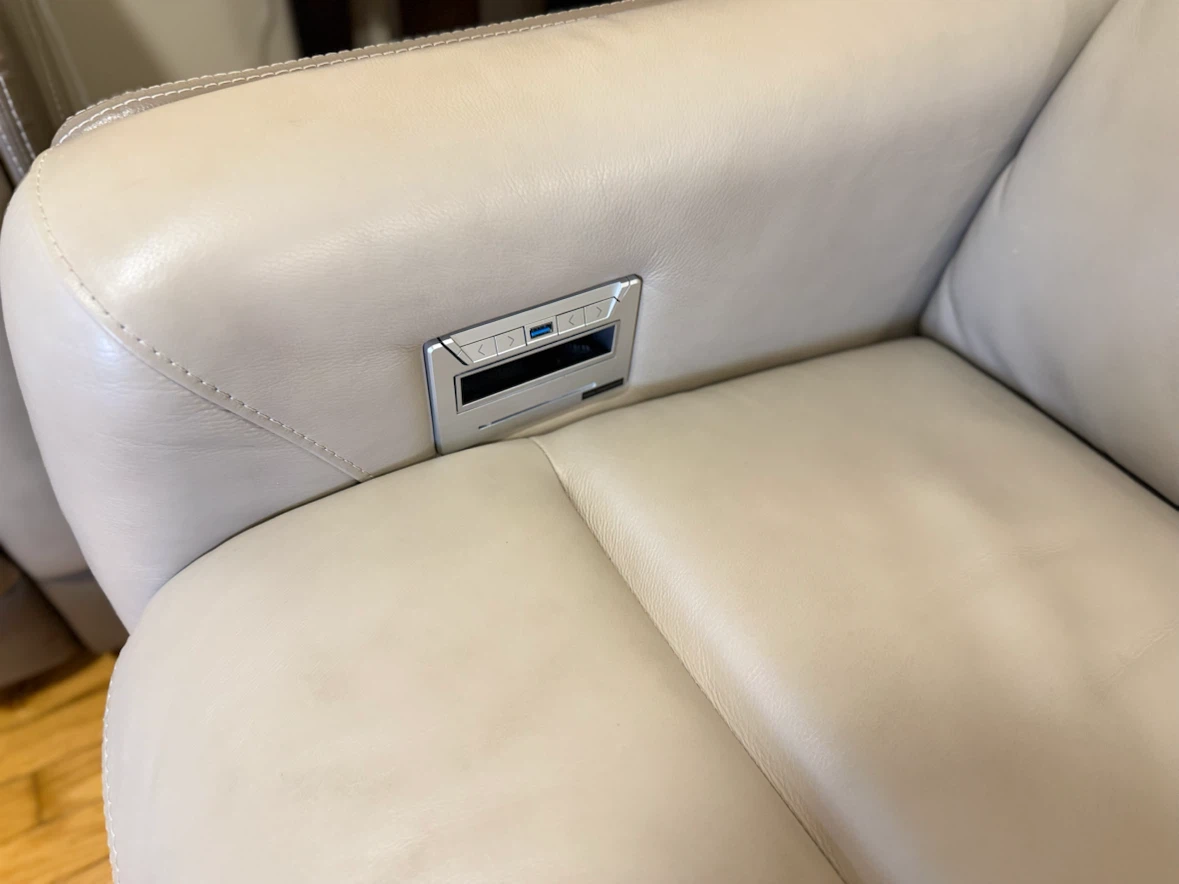 Light Gray Leather Loveseat Recliner with USB Ports - photo 5