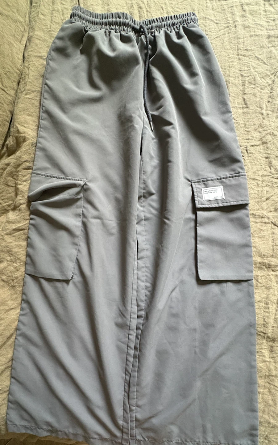 Grey Cargo Pants - Wide Leg