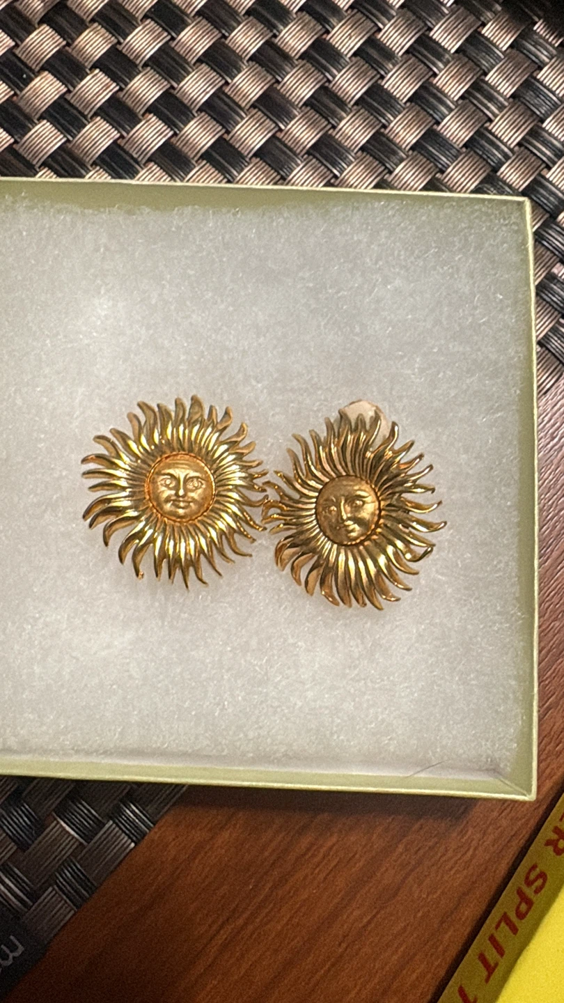 Gold Sun Face Earrings