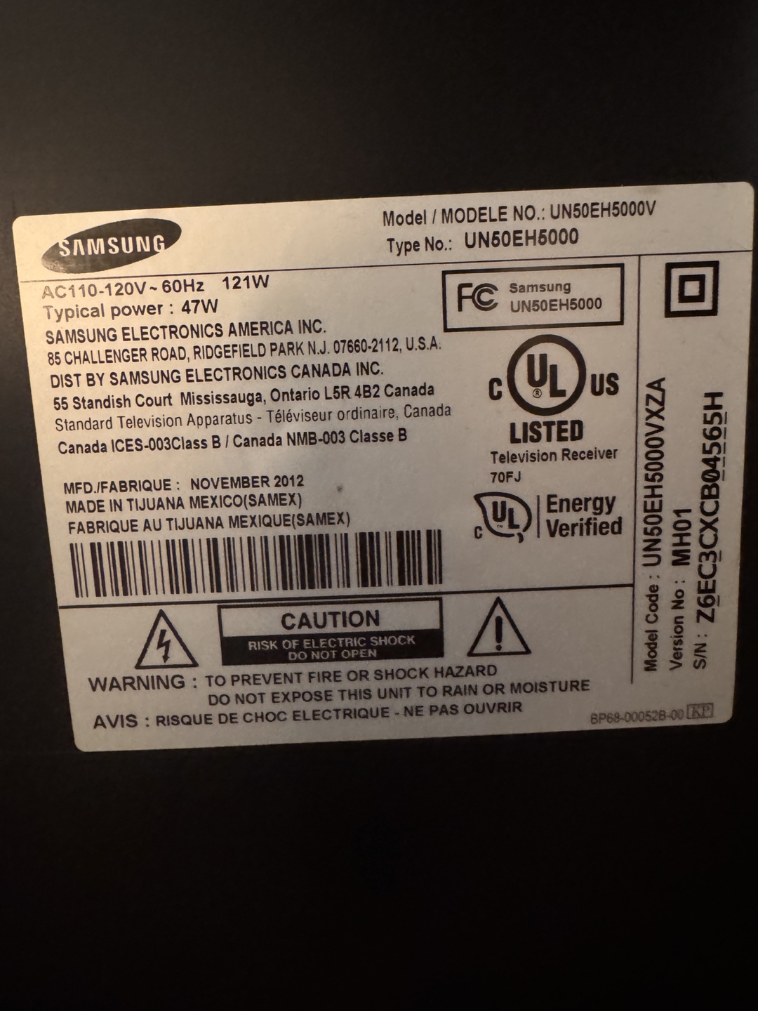 Samsung 50" 1080p HDTV (Model: UN50EH5000) – Great Condition! - photo 3