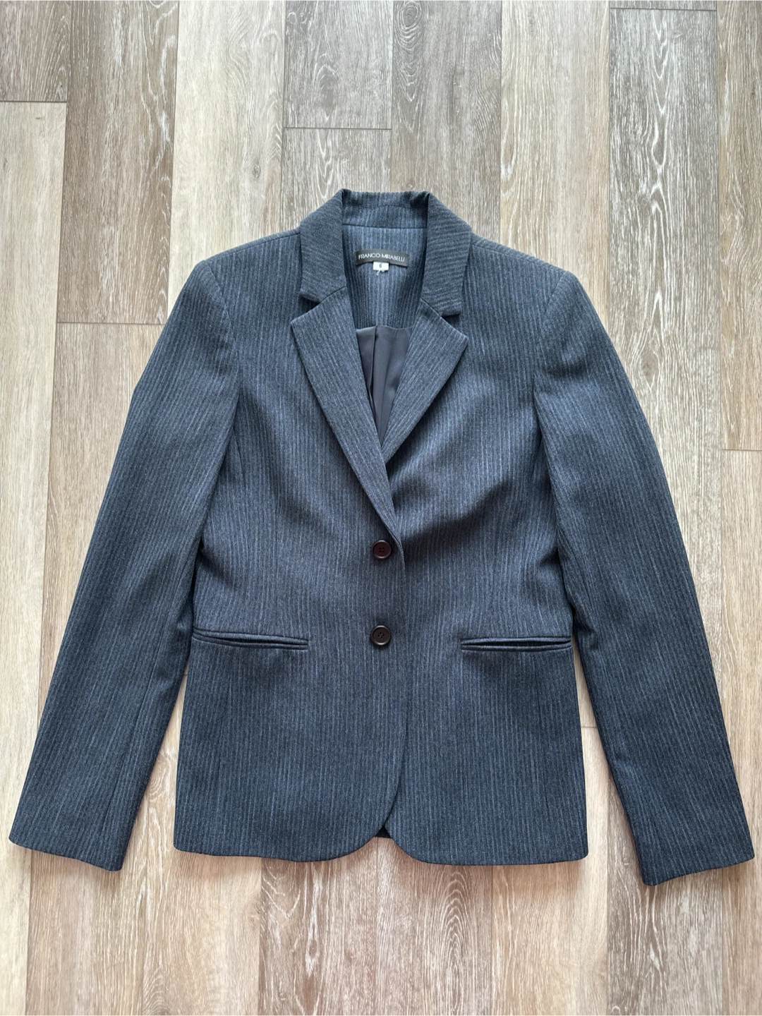 Franco Mirabelli Blue Grey Pinstripe Blazer - Size 6