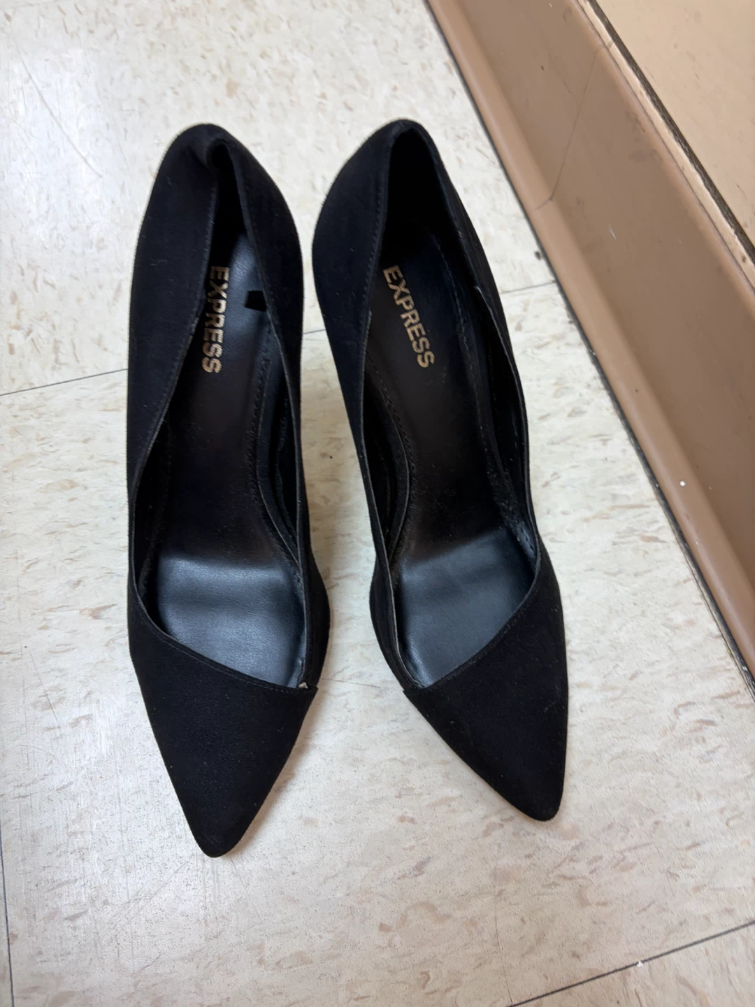 Black Suede Pointed Toe Heels