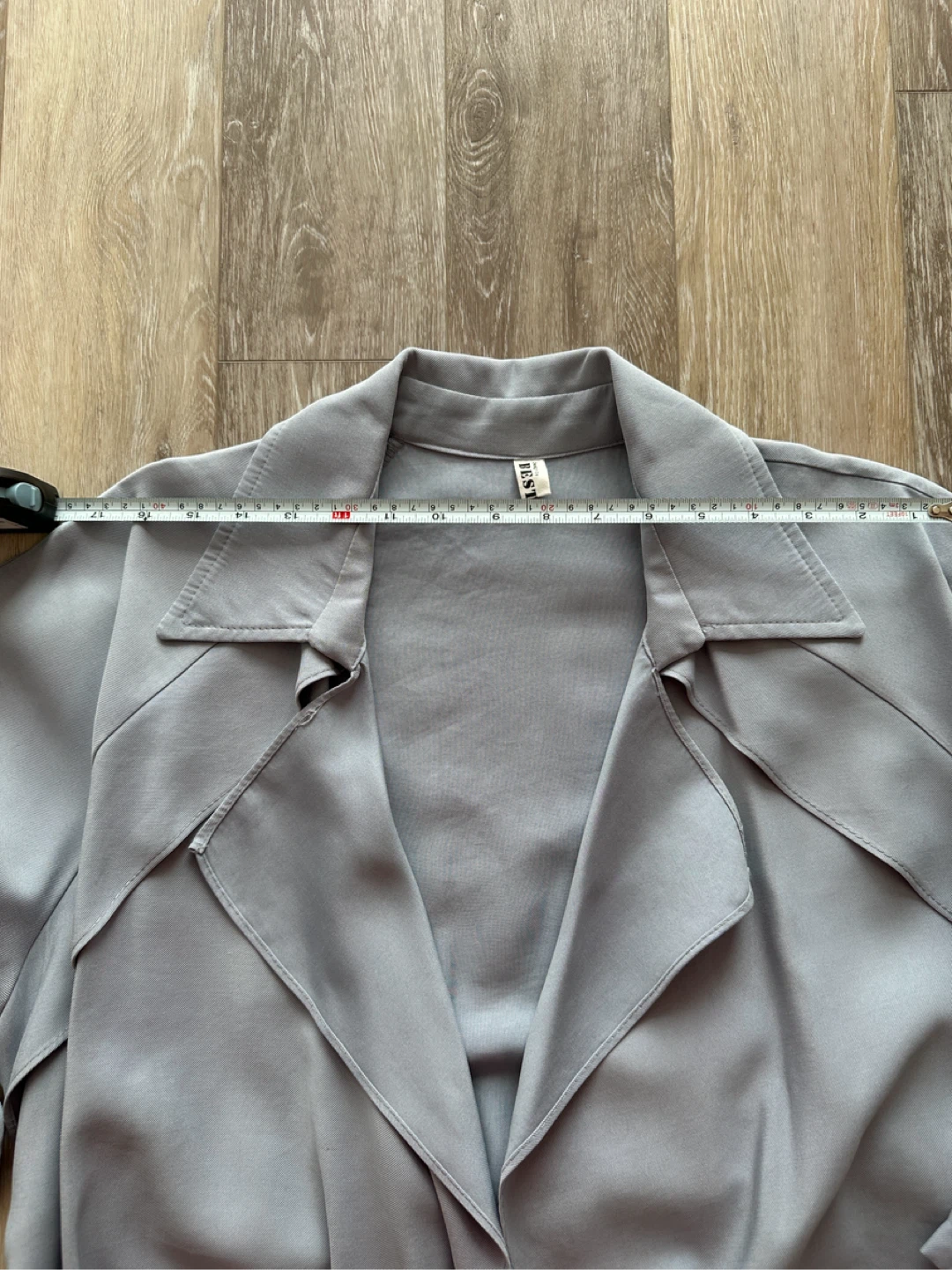 BEST Design Light Grey Blue Lightweight Open Front Trench Coat - photo 5