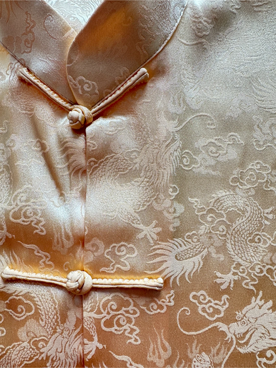 Gold Brocade Dragon Print Shirt L - photo 4