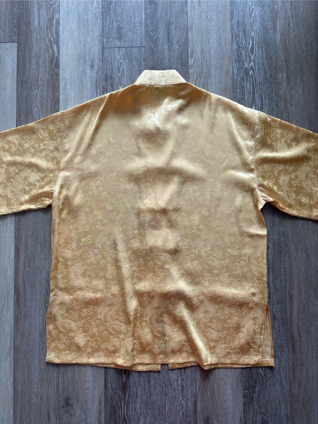 Gold Brocade Dragon Print Shirt L - photo 5