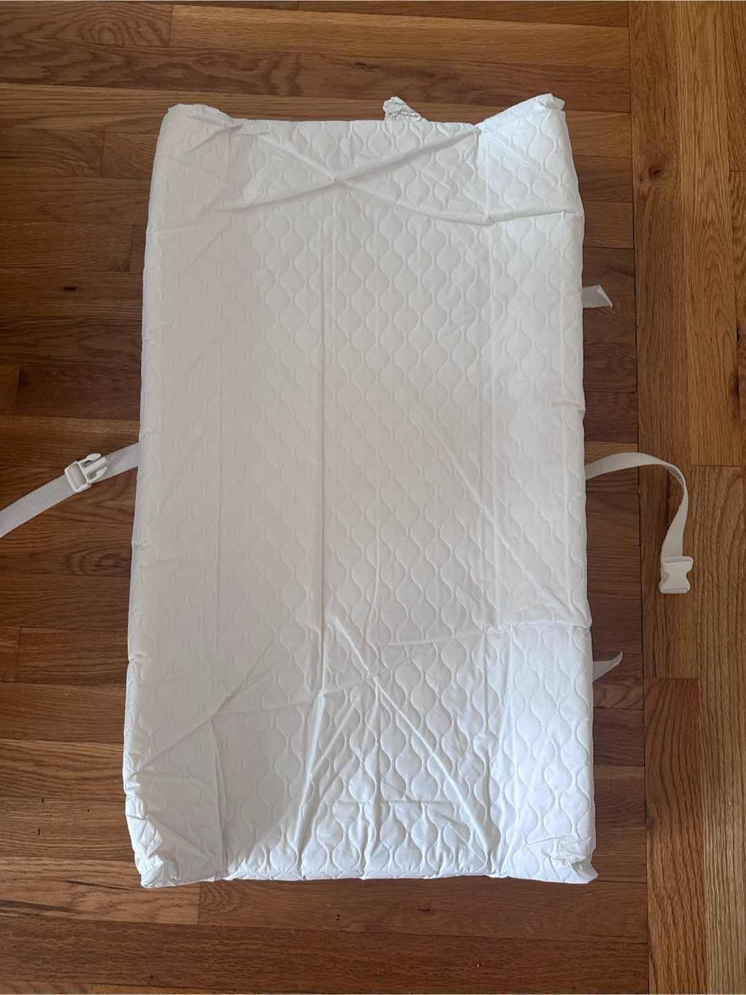 White Quilted Changing Pad with Straps