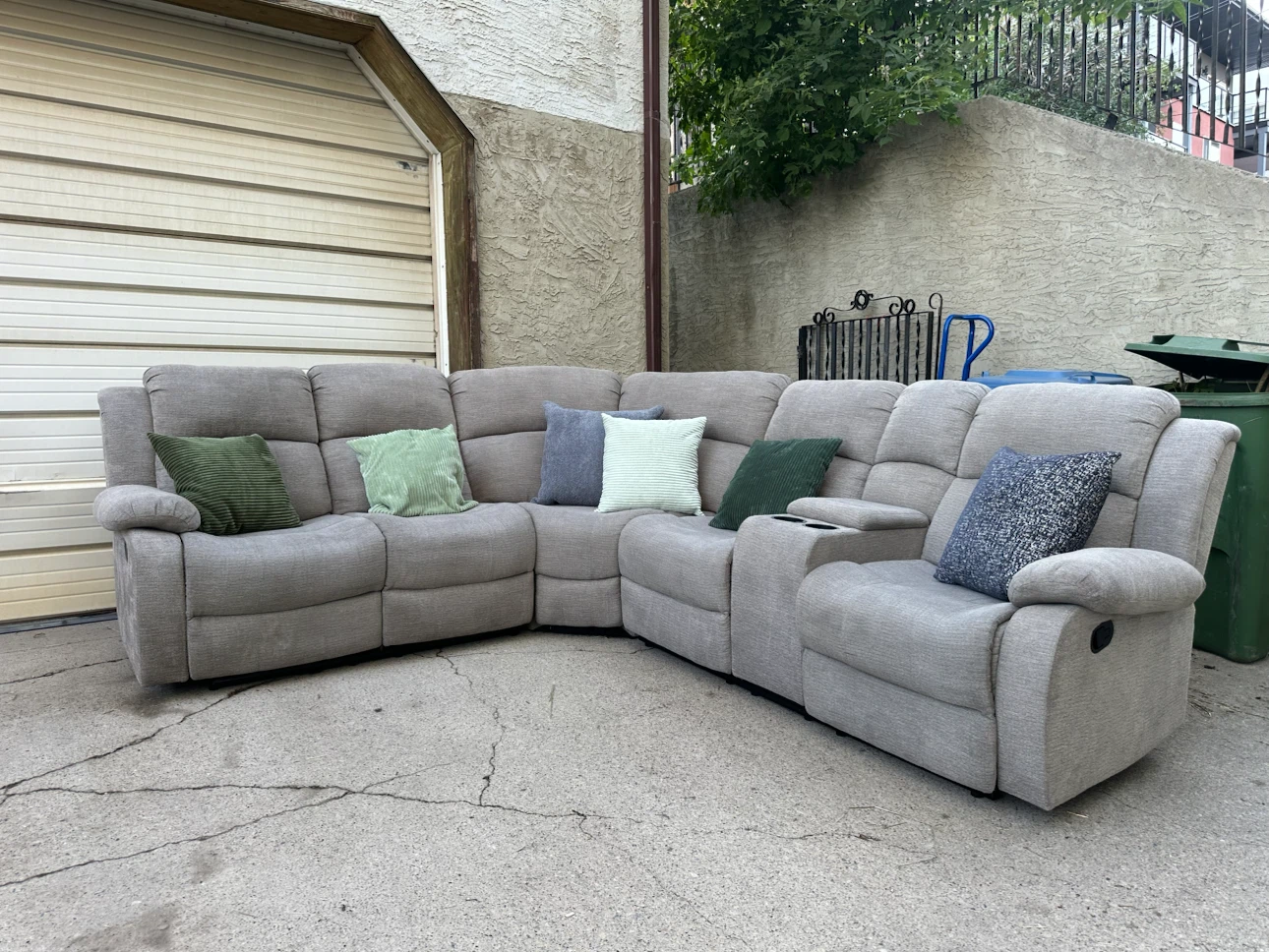 Leon’s Light Grey Reclining Sectional - photo 2