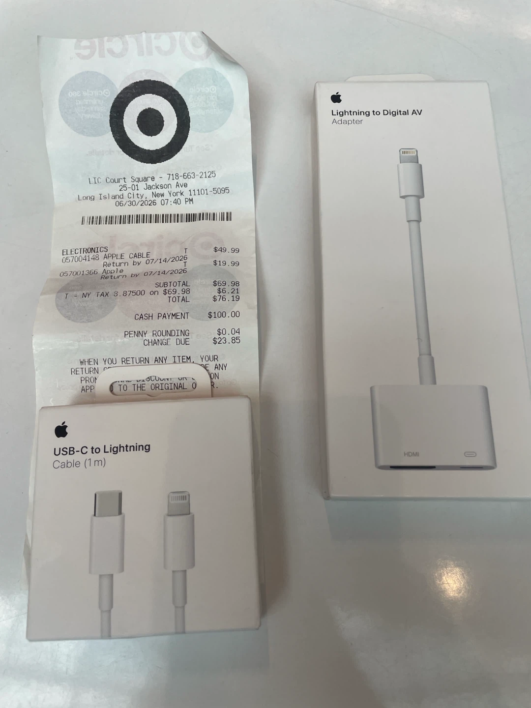 Apple USB-C to Lightning Cable and Lightning to Digital Adapter