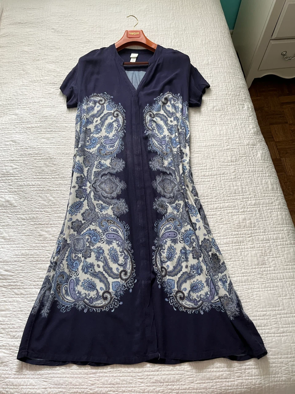 Navy Paisley Print Maxi Dress