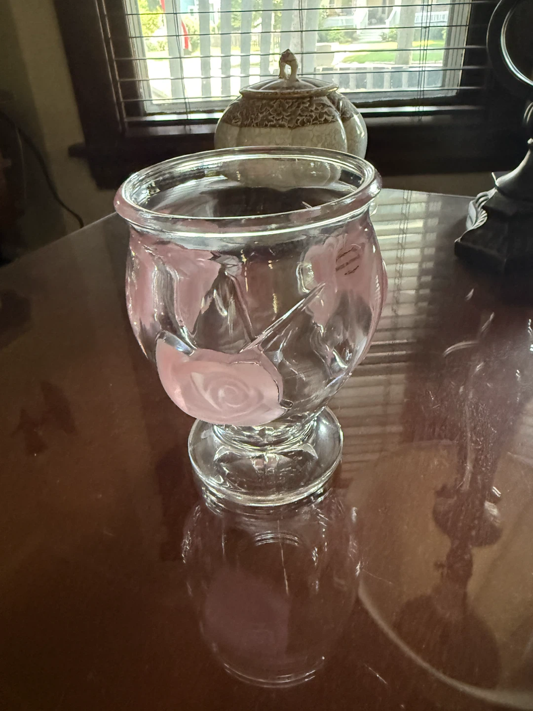 Glass vase with Pink Rose Design - photo 2