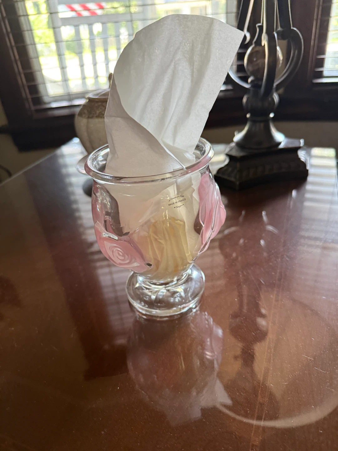 Glass vase with Pink Rose Design - photo 3