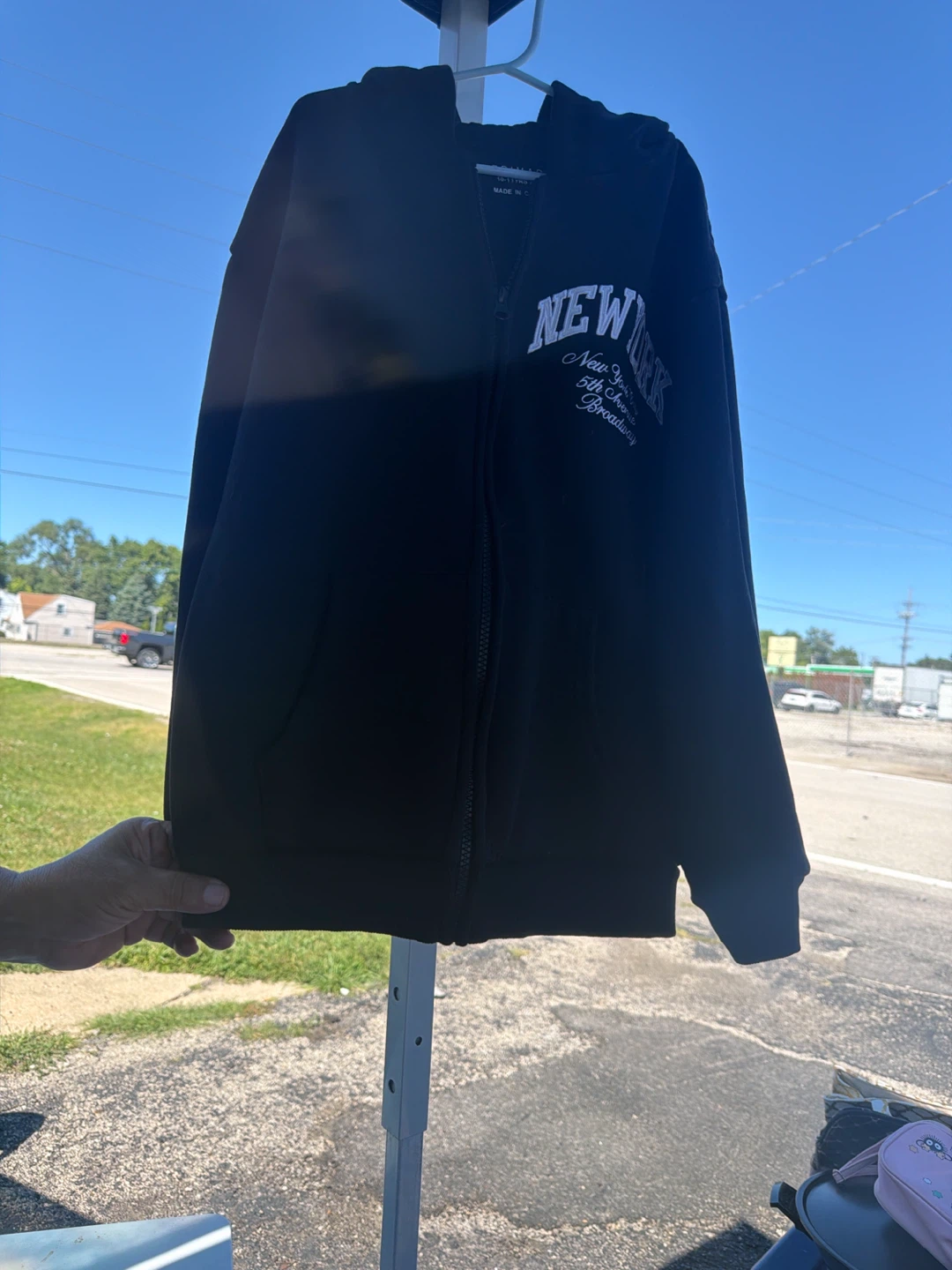 Black New York Zip-Up Hoodie