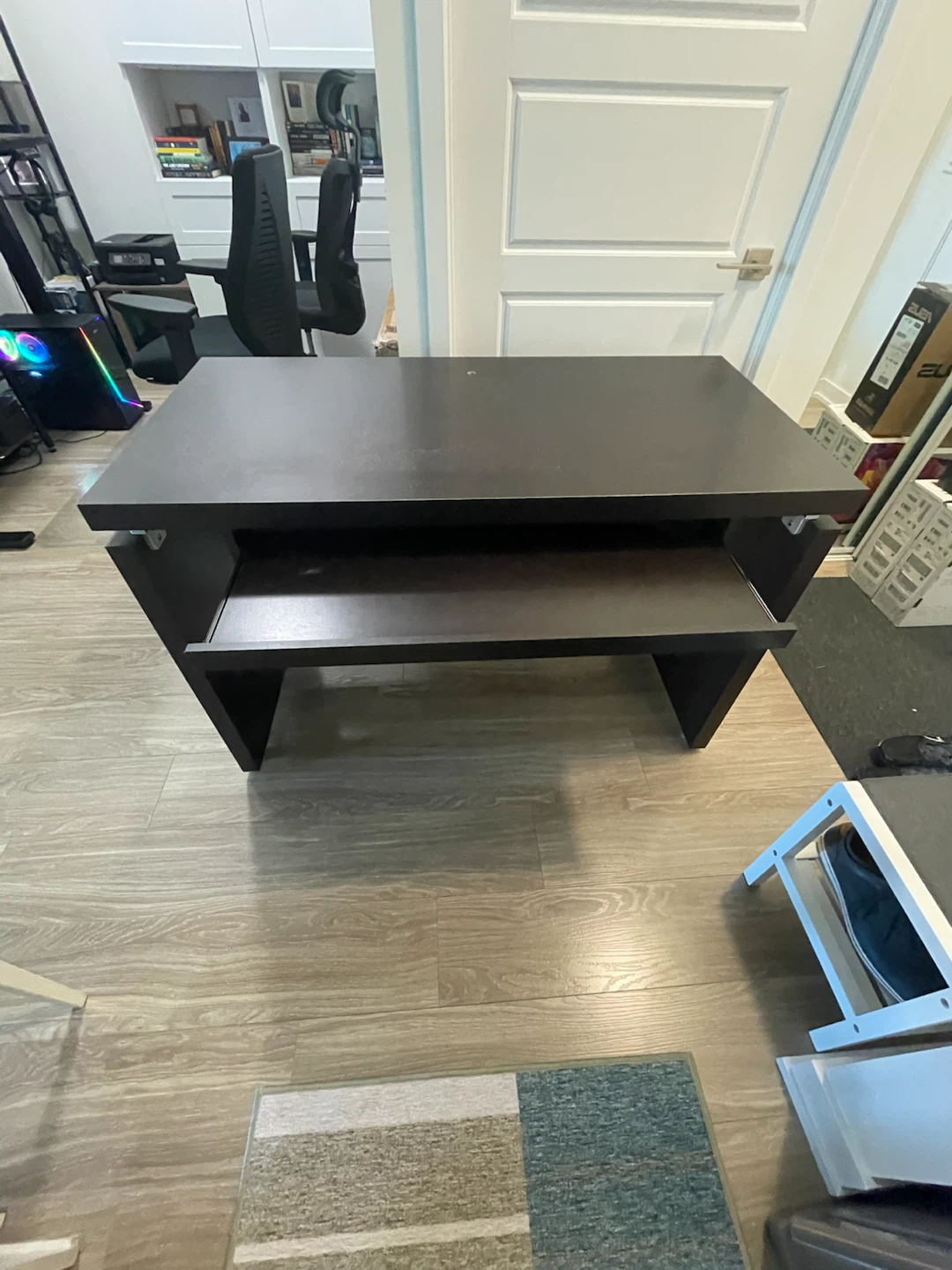 Dark Brown Computer Desk with keyboard tray - photo 3