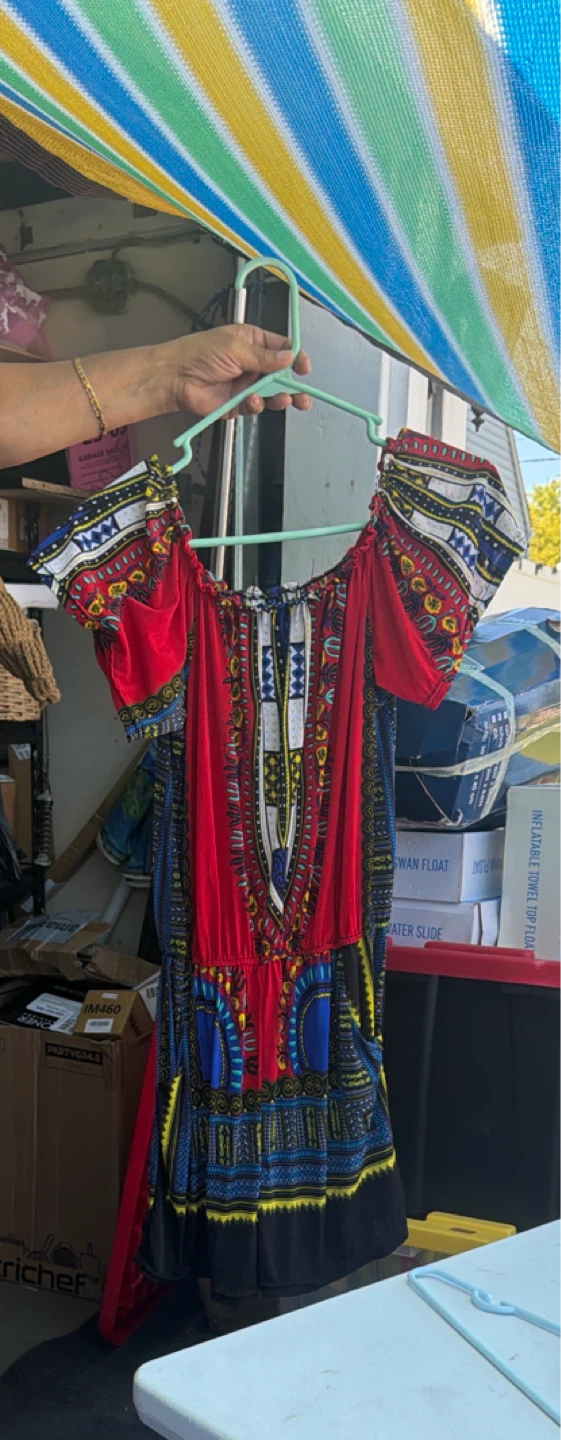 Off-the-shoulder Dashiki Print Dress