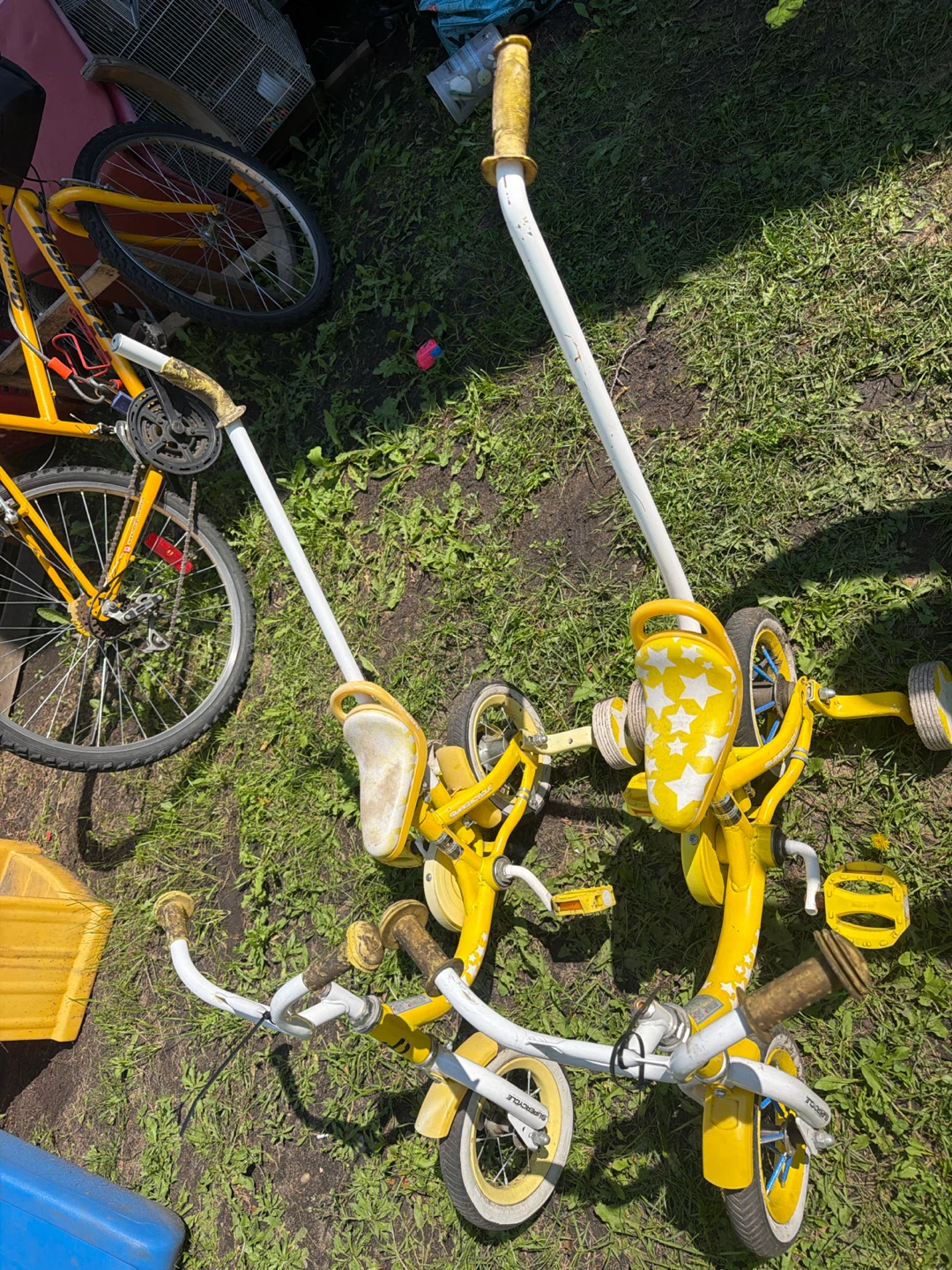 Yellow Ride-On Toy Tricycles with Push Handle (Set of 2) - photo 3