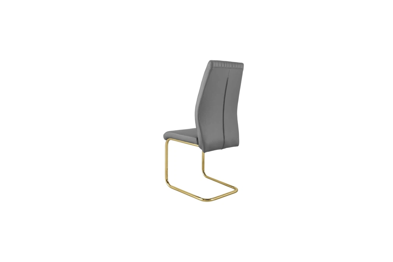 Dining Table + Chairs (Set of 6) - Grey Faux Leather & Gold Legs - photo 5