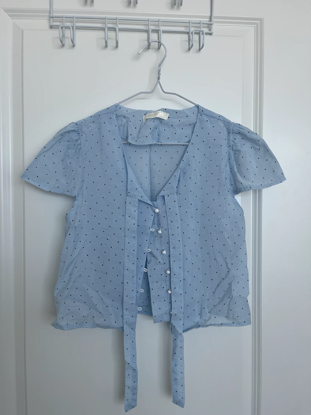 Blue polka dot blouse