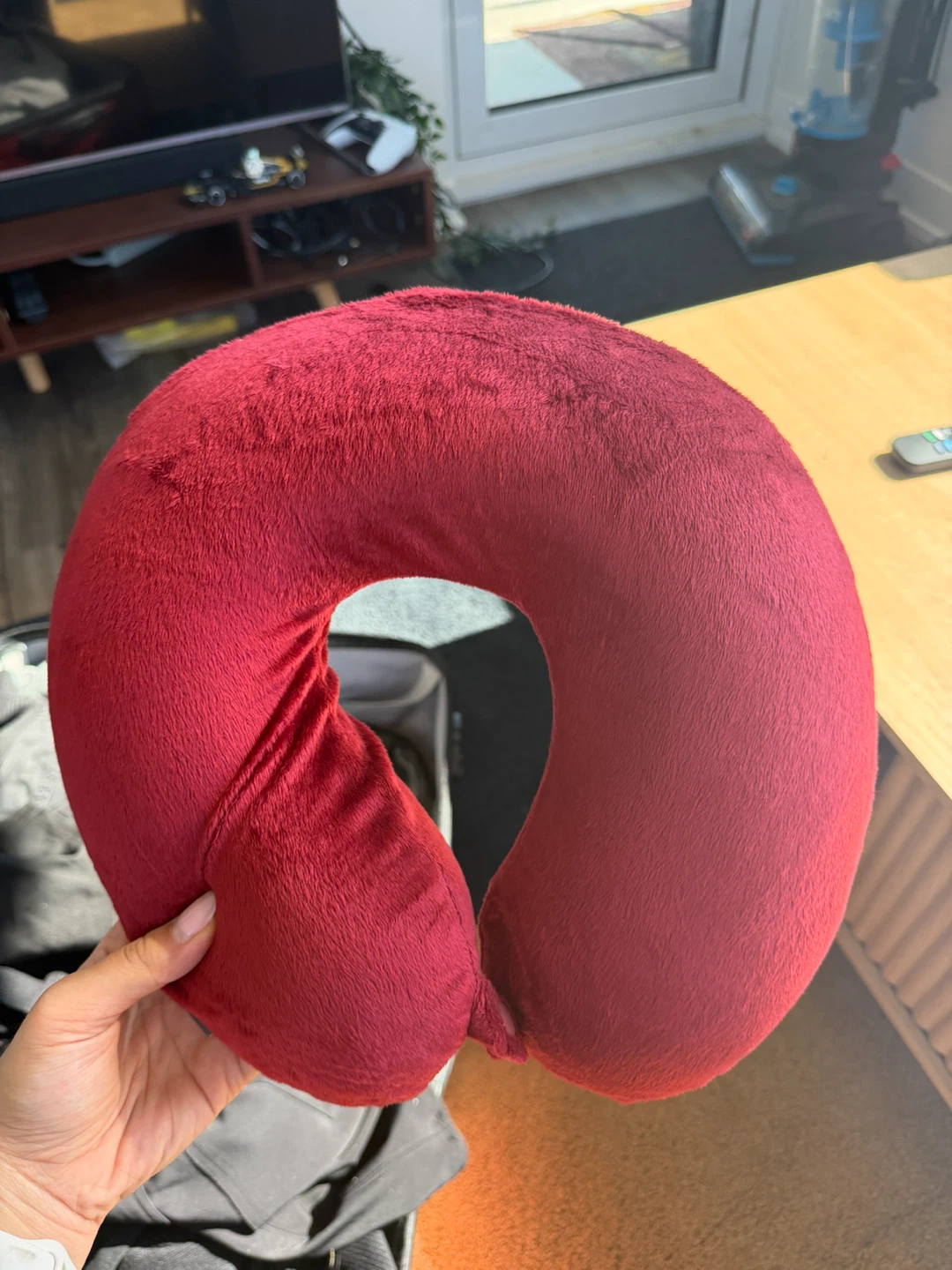 Red Plush Travel Neck Pillow