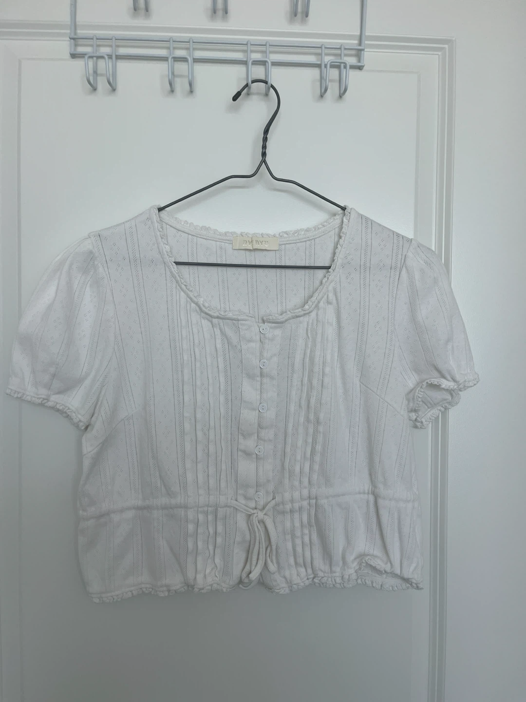 White Short Sleeve Cropped Blouse