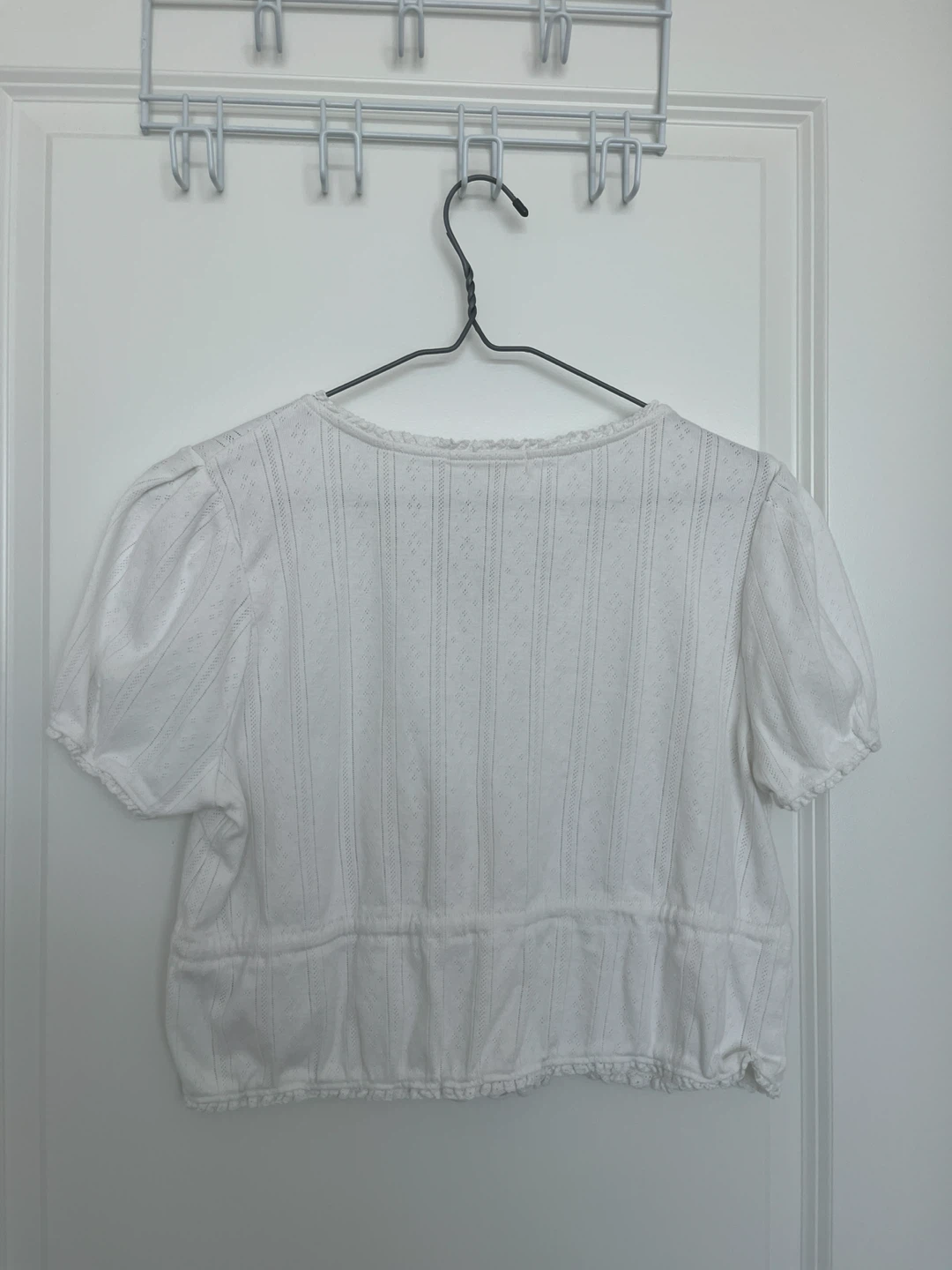 White Short Sleeve Cropped Blouse - photo 2