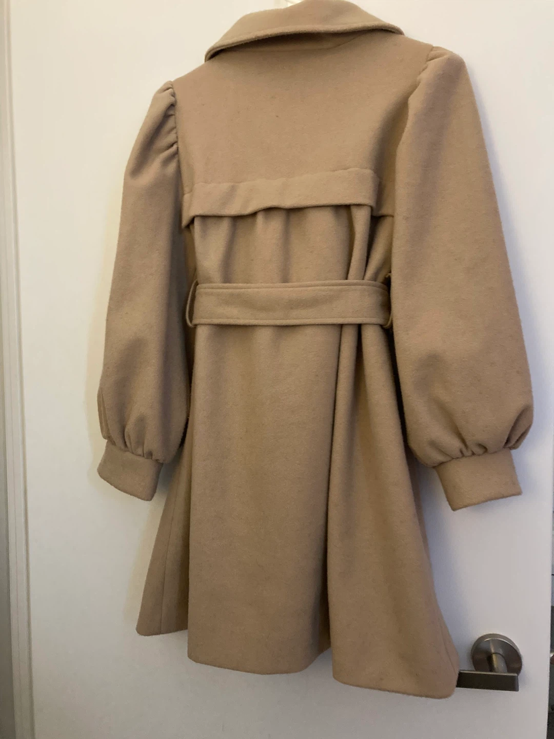 Camel Beige Button-Up Coat with Belt - photo 2