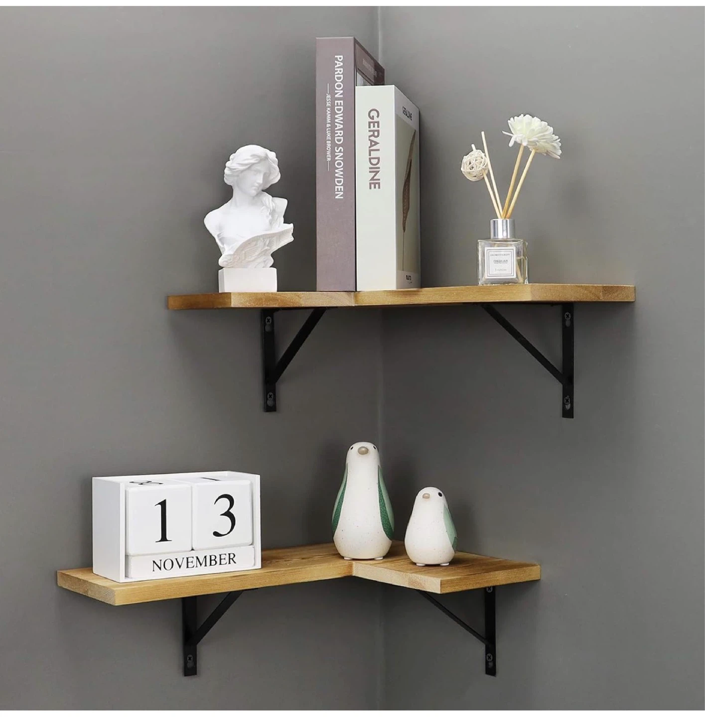 Befayoo Corner Floating Wall Shelves - Pine Wood - photo 5