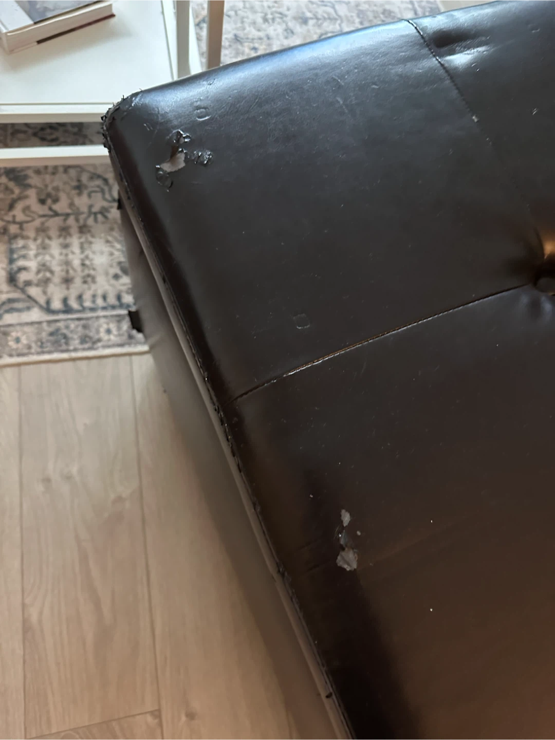Brown Faux Leather Storage Ottoman - photo 3
