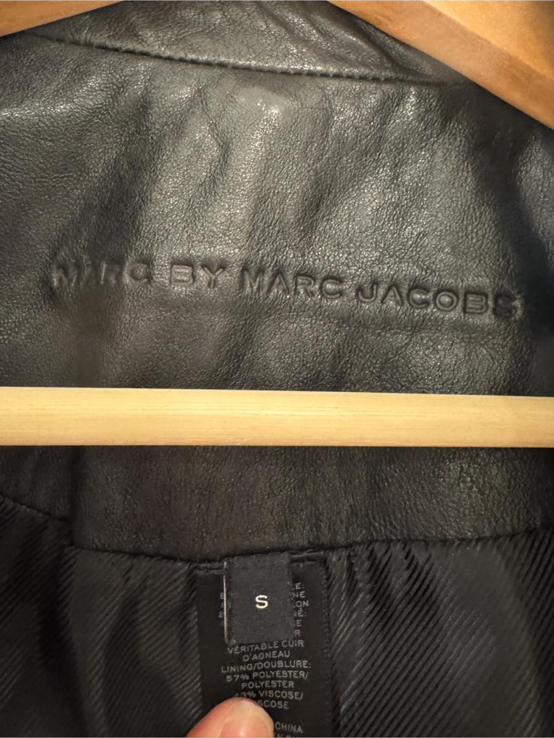 Marc by Marc Jacobs Black Leather & Wool Moto Jacket Size S - photo 5