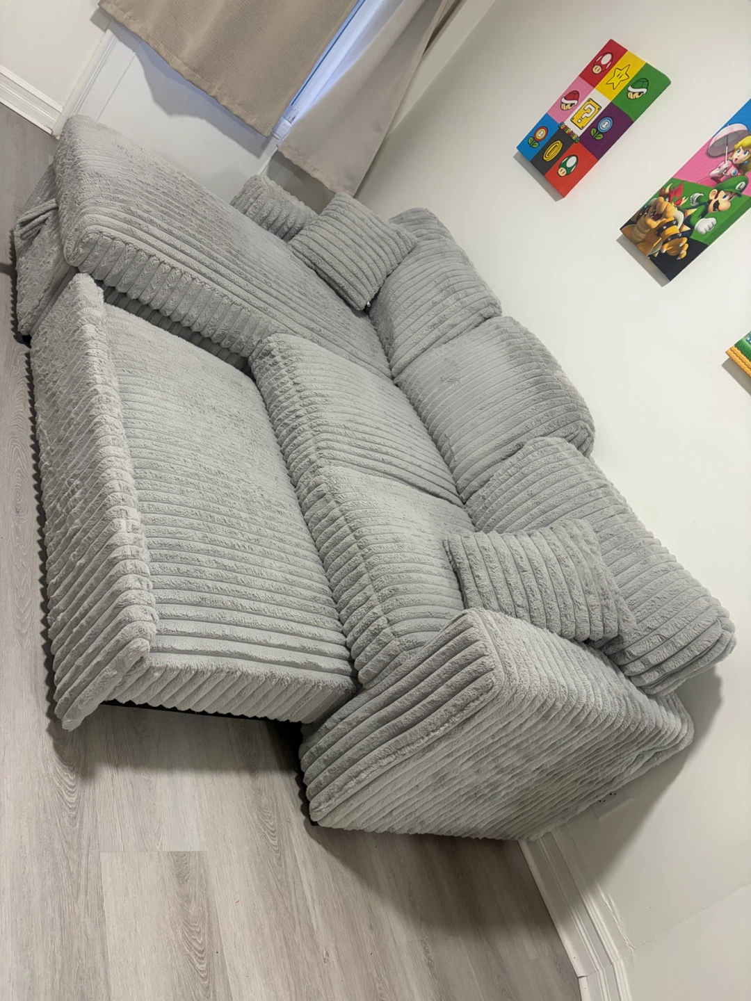Gray Corduroy Sectional Sofa