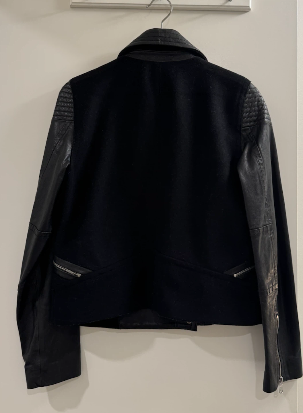 Marc by Marc Jacobs Black Leather & Wool Moto Jacket Size S - photo 2