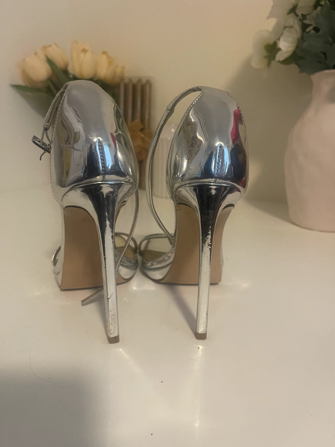 Steve Madden Silver Strappy Heels - photo 4
