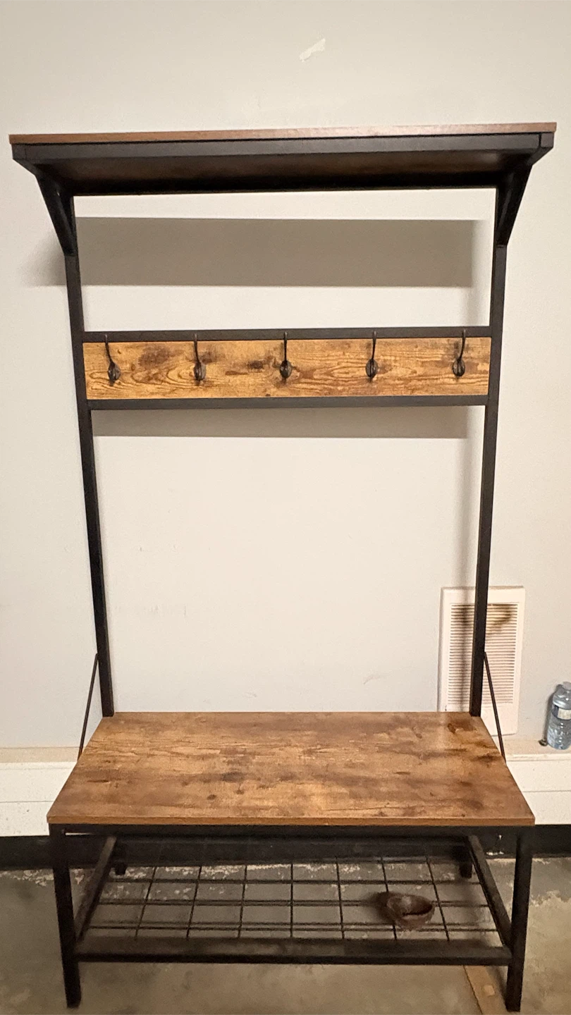 Hall Tree Bench with Coat Hooks - photo 2