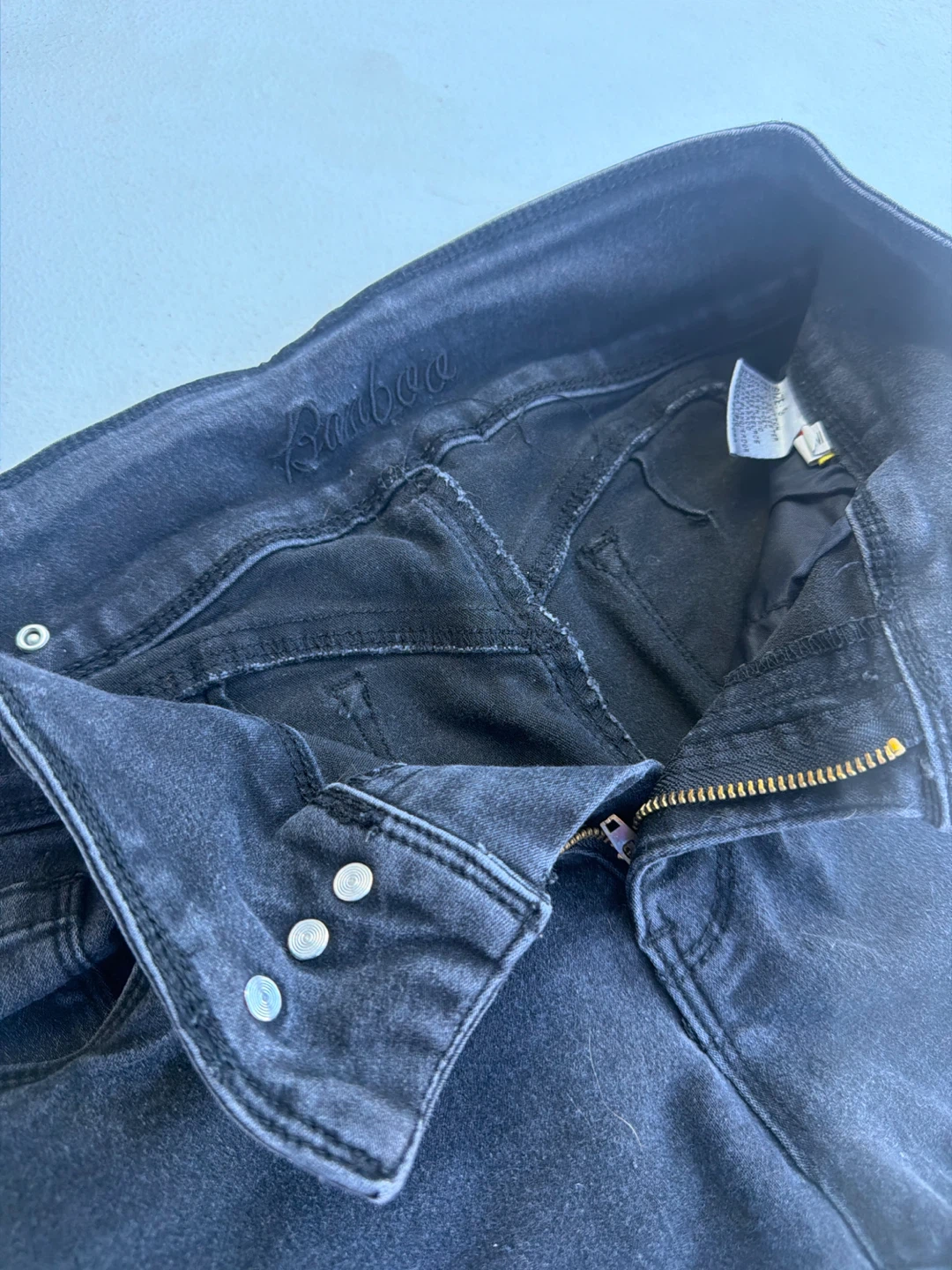 Bamboo Black Denim Shorts - photo 2