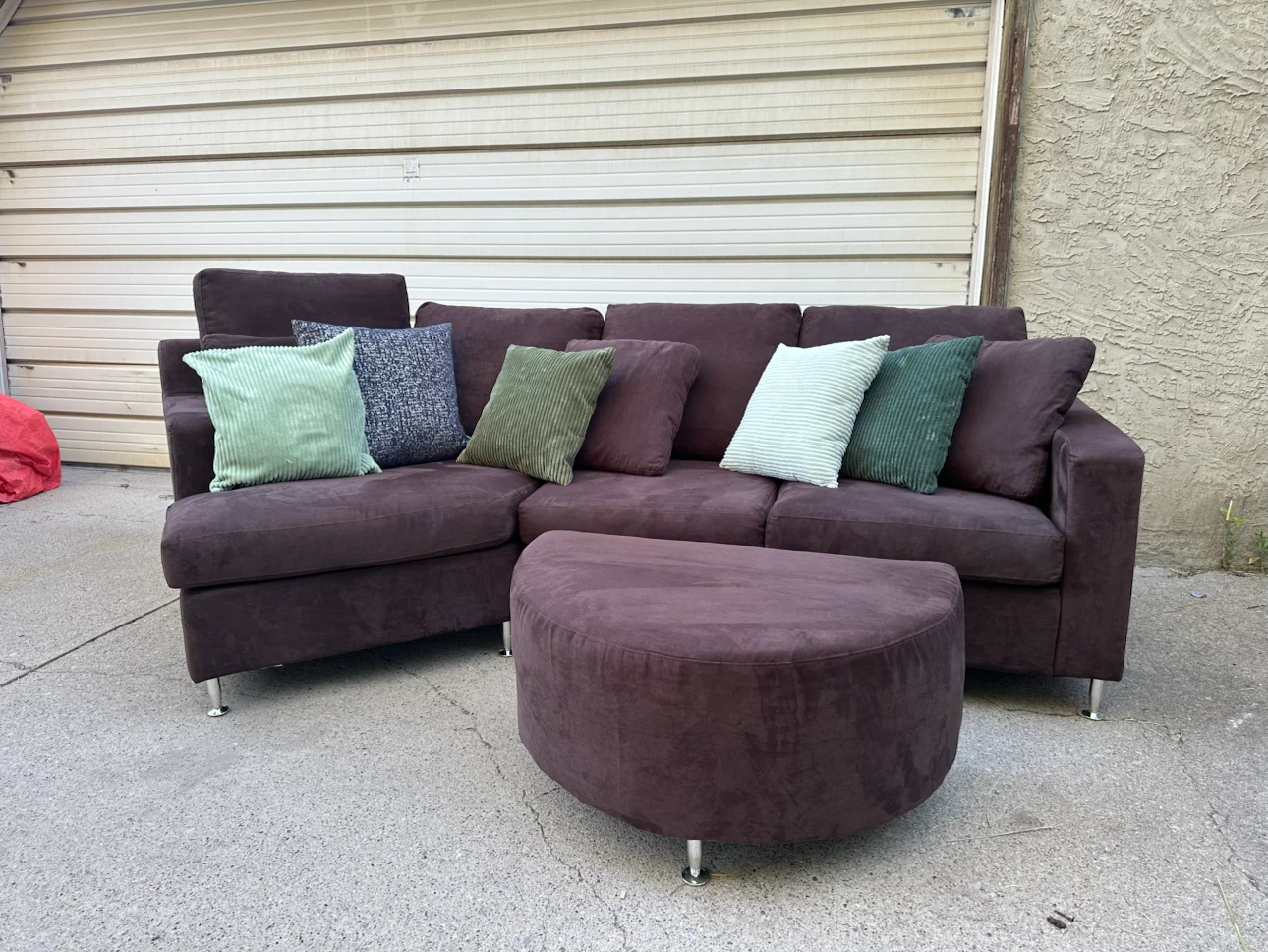 Canadian Made Brown Microfiber Sectional with Ottoman - photo 3